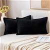MIULEE Federe in Velluto a Coste Decorative Fodere Federe Cuscni Morbido Copricuscini Cuscino Federe per Divano Moderne Comodo Robusto per Camera da Divano Letto 2 Pezzi Nero 40x60 cm
