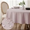 Softalker Tovaglia Natalizia Rotonda 160 cm Diametro in Finto Lino Tovaglie Antimacchia da Esterno Impermeabile per Protezione Moderna Tavolo per Autunnale, Feste, Compleanno, Matrimonio, Marron Rosé