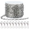 SUNNYCLUE 1 rotolo 16.4 piedi/5 m 4mm Set Catena Fermacarte Catena Fermacarte Argento Acciaio Inossidabile Connettore Metlega Anelli di Congiunzione Maglie Aragosta per La Creazione di Gioielli Collan