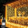 Joycome 2 Pezzi Tenda Luminosa Natale 300 LED 3x3m Luci Natale con Spina | 8 Modalità Addobbi Natalizi per La Casa, Impermeabile Cascata Luci per Finestra Balcone Festa Interno Esterno Decorazioni