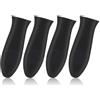 FIBOUND 4 Pezzi Supporto Manico Caldo in Silicone, Manico in Silicone per Padelle, Manico in Ghisa Silicone, Silicone Pot Grip Manicotto, Silicone Maniglia Calda Titolare, per Pentole in Ghisa(Nero)
