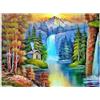 DCIDBEI Square Diamond Painting Cascata 50x40cm Paesaggio Lago Montagna Foresta Puzzle Pittura con Numeri Alberi