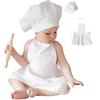 Nicoone Set da Cuoco per Neonato,Baby Chef Grembiule e Cappello Neonato per Foto,Cappello e Grembiule Cuoco Bambino (Bambine 12-24 mesi)
