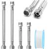 ZMDMAH 4 pcs 3/8 di pollice flessibili per miscelatori, flessibile rubinetto cucina, tubo flessibile acqua, Tubo flessibile rinforzato in acciaio inossidabile da 3/8 pollici raccordo (10 cm/20 cm)