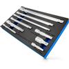 HASKYY Chiave a bussola, set di prolunga inclinata, 9 pezzi, 1/4, 3/8, 1/2, con cricchetto, lunghezza da 50 mm a 250 mm