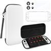 Geekria Protective Set Compatible with Nintendo Switch 2, Travel Carrying Case & HD Clear Screen Protector, Including Non-Slip Rocker Cover, Game Accessories Kit (White)
