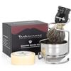 Tonhawness Kit di pennelli da barba da uomo, 4 in 1, include pennello da barba in pelo di tasso, ciotola da barba in acciaio inox, supporto e sapone da barba per rasatura