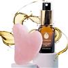 Acemelia Quarzo Rosa Gua Sha Pack + Olio di Camelia Bio 100% Naturale 10ml Idratante e Nutriente proprietà Antiossidanti e Ringiovanenti Olio Secco Assorbimento immediato Estratto a Freddo in Galizia