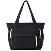 Waniki Borsa a mano da donna, grande, borsa a tracolla da donna, in tessuto, per lavoro, ufficio, viaggi, shopping, scuola e uso quotidiano, Nero