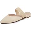 Feversole Womens Flat Pointed Toe Slingback Shoes，Scarpe da Ballettoda Donna Punta Appuntito Cinturini Raffic Avorio in pelle vegana 39 EU