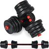 MSPORTS Set di manubri Premium 2 in 1 - manubri + bilancieri regolabili 20, 30 o 40 kg - Set di manubri Dumbell con tubo di collegamento e pesi (30 kg)