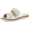 inblu Ciabatte Donna con Doppia Fascia Traforata e Strass, Plantare in Ecopelle Imbottito, dal 35 al 41, Sandali, Bianco, 37 EU