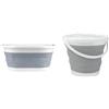 Beldray LA034816 Cestello Pieghevole Ovale con Manici in Plastica Durevoli, 37 Litri & LA028495GRY Secchio Pieghevole - Vasca Pieghevole Per Stoccaggio Compatto