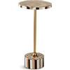 DRW Tavolino Rotondo in Legno e Base in Metallo Dorato 25 x 25 x 50 cm, Oro, Medidas: 25x25x50cm