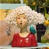 DiliComing, Statua da giardino a forma di testa di busto per la decorazione della casa, 28 cm, statua d'arte moderna per la casa e il giardino, varie feste per donne, 26 x 14 x 27 cm (rosso)