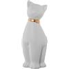 DRW Figura di un gatto seduto in ceramica bianca e oro 20x18x51cm
