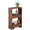 Relaxdays Carrello Stretto Salvaspazio, Carrellino Slim a 3 Ripiani per Cucina e Bagno, HxLxP 66,5 x 42 x 20 cm, Marrone, Fibra di Legno