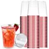 YWKJDDM Bicchieri in plastica con bordo in oro rosa, 30 pezzi, in plastica, riutilizzabili, eleganti bicchieri da vino per compleanni, matrimoni, cocktail e bevande, 360 ml