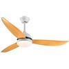 Drumm Ventilatore da soffitto con luce e telecomando,pale in legno naturale addensato,Silenzioso, motore in rame,3 velocità, 3 luminosità,Φ132 cm,legno+bianco