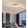 LFLA Plafoniera Led Soffitto Moderna Plafoniera a LED dimmerabile Illuminazione da soggiorno con telecomando Camera da letto Sala da pranzo Ufficio Lampada a risparmio energetico (Oro, L60cm-62W)