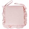 SaRani Cuscino Sedia con Balza e Laccetti, Coprisedia in Cotone Tinta Unita Melangiato con Volant (4, Rosa, 40x40 cm)