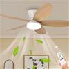 LASANYA Ventilatore da Soffitto con Luce e Telecomando Soggiorno Lampadario Ventilatore da Soffitto a 5 Pale Dimmerabile Per Camera da Letto Reversibile, 6 Velocità, Motore DC-White-Wood||100CM