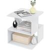 EUGAD Comodino per Camera da Letto in Legno, Tavolino Bianco Design Moderno, Mobiletto Salvaspazio per Soggiorno, Piccola Libreria a 2 Ripiani, 40x40x43,5cm, 0166ZZ