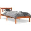 Azzrora Letto in Legno, Letto Matrimoniale in Legno, Letto Singolo, Struttura Letto, Giroletto Marrone Cera 90x200 cm in Legno Massello di Pino