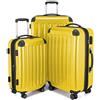 HAUPTSTADTKOFFER - Alex - Set di 3 valigie, 4 Doppie ruote, Nero brillante, (S, M & L), 235 litri, Colore Giallo