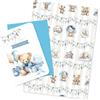 LINA OFFICINE GRAFICHE CREATIVE Set Battesimo Biglietto e Carta da Regalo, Orsetto Blu, 16x12 cm e 100x70 cm
