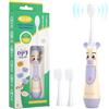 NELL&WELL Spazzolino elettrico per bambini, timer da 2 minuti, 3 modalità con memoria, impermeabile IPX 7, alimentato a batteria, con 3 testine con setole morbide, per bambini dai 3 anni in su, orso