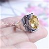 Fatto a mano Anello in argento sterling 925 con grande pietra preziosa topazio citrino fun...