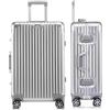 yuweijie Valigia grande con coque in alluminio 100% puro. Valigia Trolley con 4 Ruote Doppie Girevoli e Lucchetto TSA Integrato(XL,Argento)