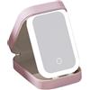 KMQRDZi Portagioie di grande capacità, con luce a LED e specchio, borsa cosmetica portatile, borsa per il trucco multifunzione, impermeabile (rosa)