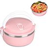 Pilipane Thermos per cibi Caldi, portapranzo, Scatola Termica impilabile per Alimenti Caldi, Contenitore Isolante per Alimenti Caldi in Acciaio Inox 304 contenitori per Alimenti (Rosa)