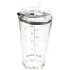 BESTonZON 1 Set Tazza Graduata in Con Coperchio in Paglia Trasparente Per Succo Di Latte Tazzina Espresso Tazza Di Succo Con Cannuccia Tazza Di Succo Di Bicchiere Cartone Animato