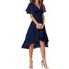 Minetom Abito da Ospite di Nozze Donna Maniche A Volant Collo A V Stile Impero Chiffon Vestito da Sera Cerimonia Elegante Abiti da Damigella A Marina L
