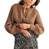 ORANDESIGNE Cardigan Corto Donna Aperto Davanti Cardigan Lavorato a Maglia Maniche Lunghe Girocollo Y2K Maglione Casual Elegante Giacca in Maglia con Bottoni Autunno Invernale A Marrone M