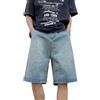 shownicer Jorts Jeans Larghi da Uomo Pantaloni Corti Hip-Hop con Tasca Pantaloncini in Denim Y2K Pantaloncini Cargo Streetwear Bermuda Shorts da Skate A Blu L