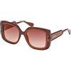 Max&Co. MO0096 Occhiali da Sole Donna, Occhiali da Sole Leggeri ed Eleganti, Forma Lente Quadrata, Lenti Marrone Gradiente, Marrone Scuro