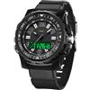 findtime Orologio digitale impermeabile da uomo, donna, cronometro, conto alla rovescia, allarme 12/24H, ultra-leggero, grandangolo, militare 50m, retroilluminazione, timer, data, Nero , Cinghia