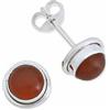 mantraroma orecchini a bottone in argento 925 con corniola arancione e pietra preziosa rossa, orecchini in vero argento sterling da donna, regalo