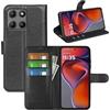JIUNINE Cover per Motorola Moto G15 / G15 Power/Moto G17, Custodia Portafoglio Libro in Pelle Sintetica Antiurto Cover Flip Case con, Carta Fessura, Supporto Stand, Fibbia Magnetica, Nero