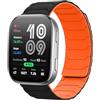 Hinnwer 22mm Cinturino Compatibile con Amazfit Balance 3/Amazfit Balance Ultra/Cheetah 2 Ultra/Bip Max/Active Max/T-Rex 3 Pro 48mm per Uomini Donne, Cinturini Magnetico Silicone Nero Arancione
