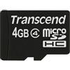 Transcend TS4GUSDC4 Scheda di Memoria MicroSDHC da 4 GB senza Adattatore, Classe 4