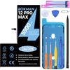bokman Batteria per iPhone 12 Pro Max Ad Alta Capacità 5500mAh Li-ION polimero Sostituzione con Tutti I Kit di Strumenti e Nastri Adesivi
