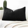 Artscope 1 Pezzi Federe Cuscini in Lino Minimalista Federe in Velluto Copricuscino per la Decorazione Domestica Soggiorno Camera da Letto Divano 40x60cm, Nero