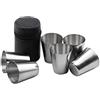 Wandefol Set di Bicchieri da Shot con Custodia in Pelle, 30ml Tazze in Metallo Riutilizzabile per la Birra Acqua caffè Succo di tè, Anti-Caduta Durevole Bere Tazza per Campeggio all'aper 6PCS