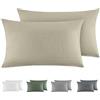 Dreamzie Federe Cuscino Letto Cotone 40x80 cm, Set di 2, 100% Cotone Lavato, Copricuscino Letto Beige Con Cerniera, Federa Cuscino Certificata OEKO-TEX