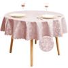 Romanstile Tovaglia rosa compleanno bambina Tovaglie plastificata antimacchia rotonda 160 cm con motivo floreale Elegante PVC Tovaglie cerata impermeabile Decora grande Tavolo per natale matrimonio